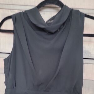 New York & Company Elegant Black Cowl Neck Dress